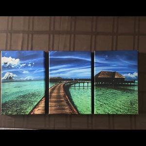 Three canvas tropical print